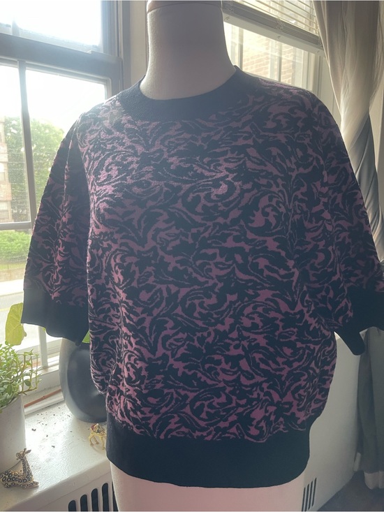 Dries Van Noten Tops - Dries Van Noten Black and Pink Floral Knit Tee